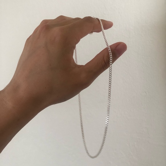 Silver Cuban Chain Necklace - Picture 2 of 5